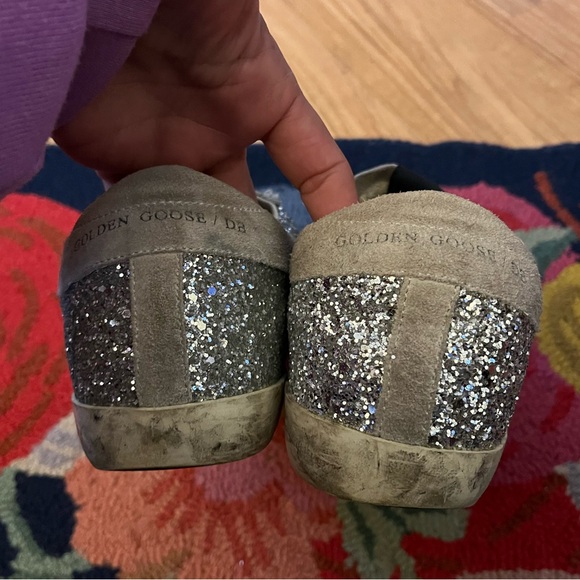 Women's Superstar in Silver Glitter Ice-Gray Suede Star - Picture 5 of 16